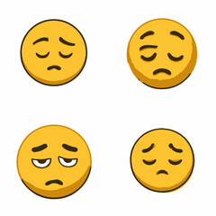 Fototapeta premium Sleepy face emoji icons, vector icons, simple shapes, icon sheet