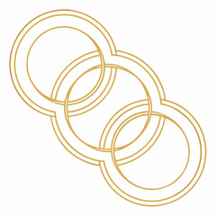 Minimalist golden chain symbol with interlocking abstract curves design