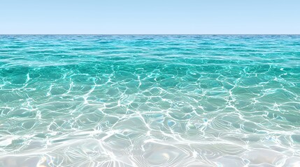 Ocean Water with Sunlight Reflections and Clear Blue Sky