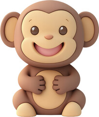 Fototapeta premium Cute 3D Cartoon Monkey Illustration