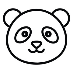 Fototapeta premium Simple panda face line art drawing shows cute facial expression and cartoon animal illustration