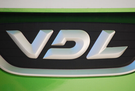Wroclaw, Poland - 1 May 2025: VDL Bus and Coach logo.