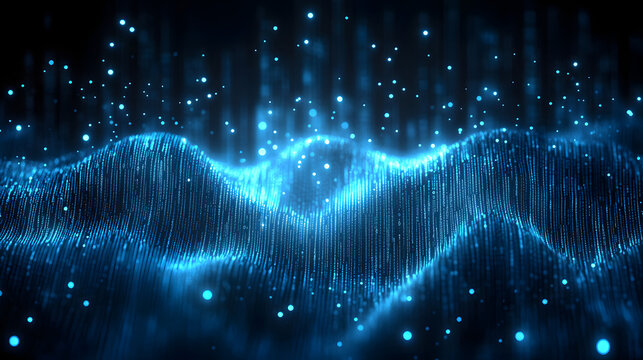 Digital background with binary code on blue and dark black background, cyberpunk, electronic space, virtual space.