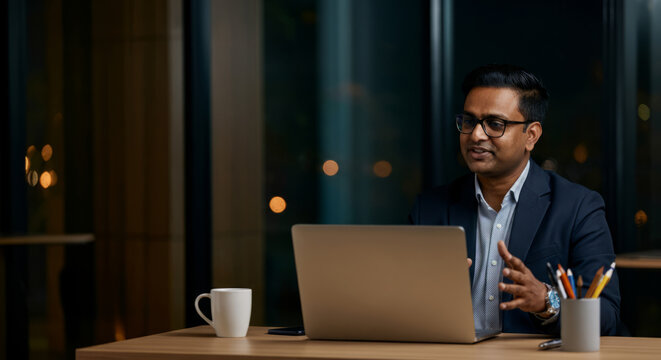 Asian male adult professional discussing strategy in modern office setting