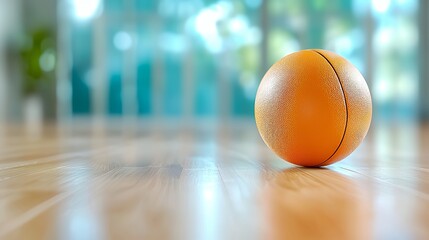 Orange Sphere on Wooden Floor Near Windows with Natural Light