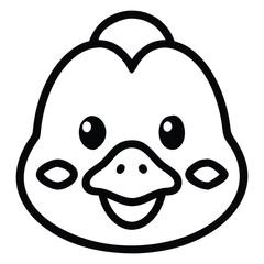 Fototapeta premium Smiling duckling face presents a playful cartoon illustration for simple design projects and kidfriendly applications
