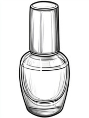 Illustration of a transparent nail polish bottle sketch.