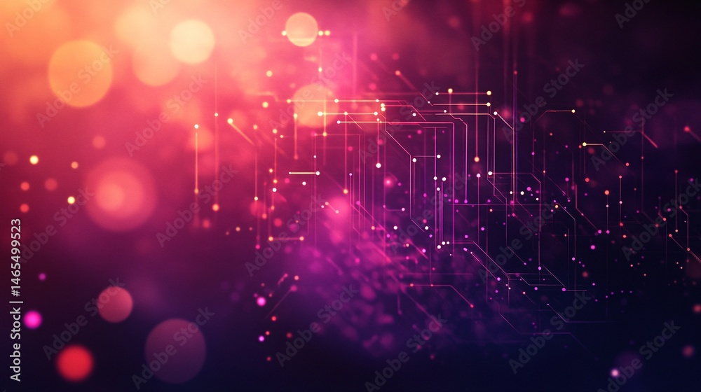 Fototapete Abstract technology background connecting lines and dots representing global network and data flow