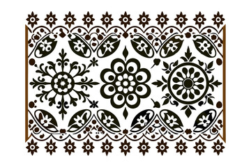 Vector illustration of a premium luxury ornamental pattern featuring floral, calligraphic, and geometric shapes.Ideal for textile designs, home decor, traditional invitations, and cultural branding.