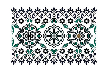 Premium Calligraphic Folk Pattern with Symmetric Shapes Vector illustration
