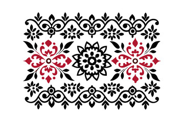 Premium Calligraphic Folk Pattern with Symmetric Shapes Vector illustration
