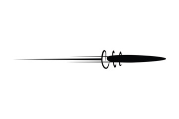 Realistic bullet flying over white, vector 3D illustration