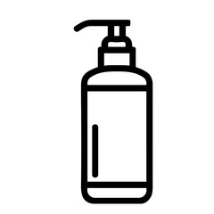 Fototapeta premium Pump bottle icon in outline style concept of body lotion liquid soap skincare and personal hygiene products