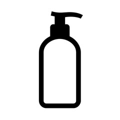 Minimal pump bottle icon in silhouette style – concept of cosmetic packaging body care lotion and hygiene