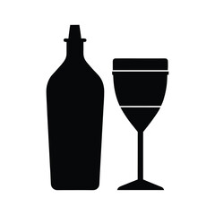 wine bottle and glass