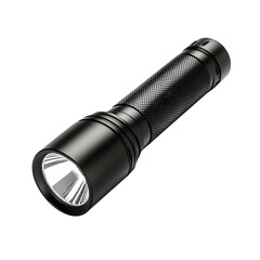 Black Tactical Flashlight on Transparent Background