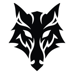 Fototapeta premium Striking wolf emblem features a bold tribal style with intricate, symmetrical line work