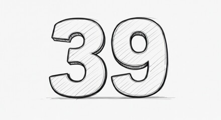 Thirty-Nine: Hand-Drawn Number Illustration