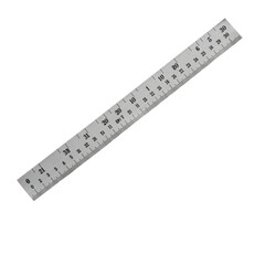 Close-up photograph of a metallic ruler on a black transparent background.