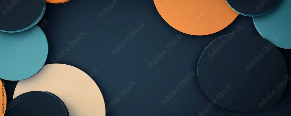 Poster Colorful overlapping circles creating abstract background with copy space