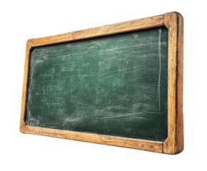 Teaching session on green chalkboard classroom educational tools isolated on transparent background