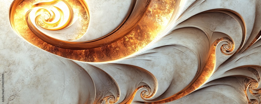 Poster Golden ratio spirals creating abstract architectural design
