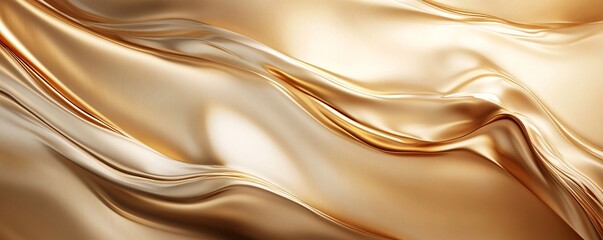 Fototapeta premium Flowing golden fabric creating smooth waves: luxury and elegance