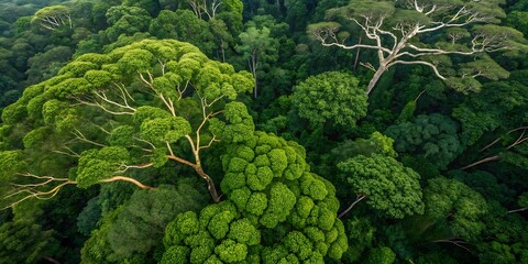 Verdant canopy view majestic forest aerial perspective showcasing dense lush greenery