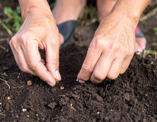 Hands planting seeds in fertile soil, envisioning a future where peace and growth can flourish.