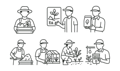 Fototapeta premium Set of icons for bathroom items, including a hand, a soap, a brush, a cup