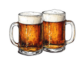 Cheers to friendship beer mugs brewpub cozy atmosphere isolated on transparent background