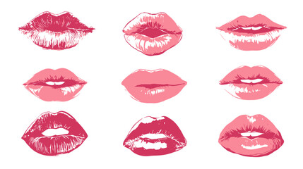 Obraz premium girls lips set simple skin silhouette vector isolated on white background - 