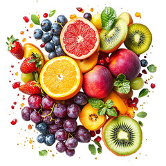 Pile of Fruit and Berries Luminous Artistic Harvest Creative Blend Isolated on Transparent Background