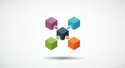 Colorful cube network illustration conceptual digital design