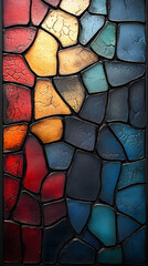 Vibrant, textured mosaic of irregular, colorful stones