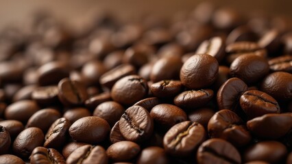 Fototapeta premium Fresh premium roasted brown Arabica coffee beans background