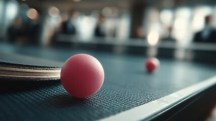 Business professional enjoying a lively game of table tennis in the office