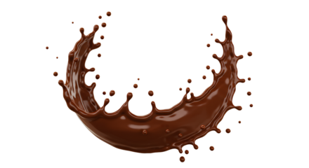 
Splash de chocolate líquido realista isolado no fundo transparente, ideal para design de alimentos, sobremesas e publicidade.