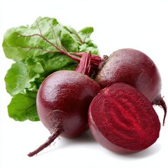 Beetroot with leaves isolated on white background