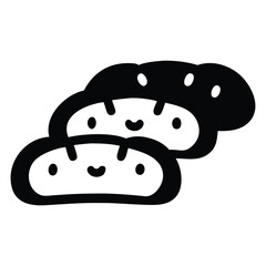 Naklejka premium Two loafs of cartoon bread display happy faces in a simple illustration