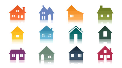 Home and real estate icon set mix colour simple silhouette vector on white background  -  