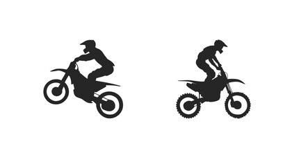 Motocross Rider Silhouettes Action Sports Graphic Design Element