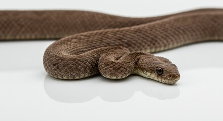 Fototapeta premium Close-up of a brown snake on a white background