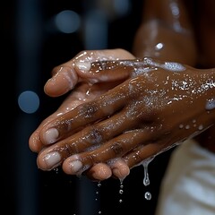 Fototapeta premium Clean hands, water, soap, lather