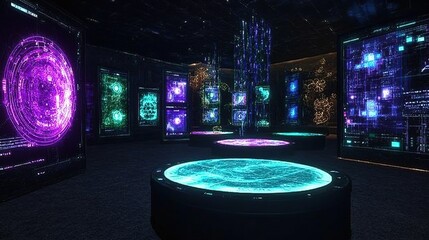 Futuristic digital display hall