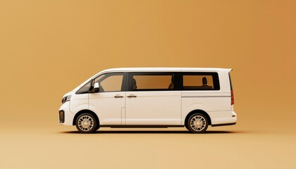 Obraz premium White van on a beige background