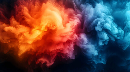 Vibrant smoke clouds in fiery and icy hues