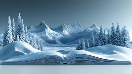 Winter wonderland unfolds in an open book