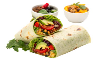 burrito, on isolated white background, food stock images, food recipes, healthy diet, vegan, best selling, viral, burritos AI Generated By PNG