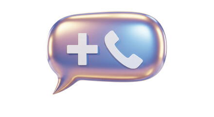 Obraz premium Isolated Glossy Speech Bubble with Plus Sign and Phone Icon